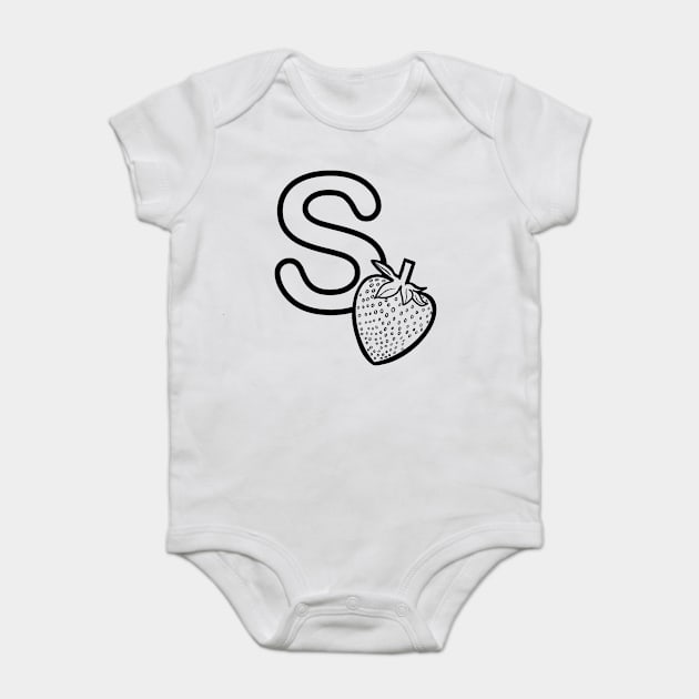 s is for strawberry Baby Bodysuit by Lin Watchorn 